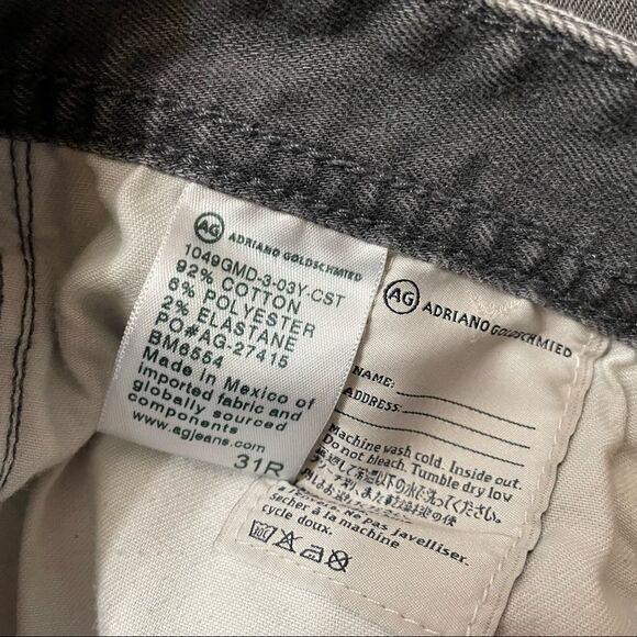 AG Adriano Goldschmied The Protege Gray Jeans Straight Leg Jeans Size 31R - Picture 6 of 6